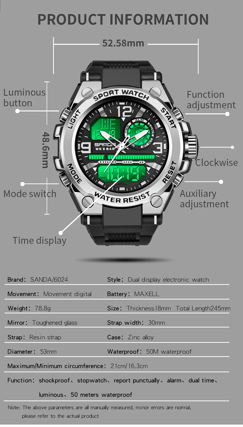 SANDA 2022 Top Brand Men&#39;s Watches 5ATM Waterproof Sport Military Wristwatch Quartz Watch for Men Clock Relogio Masculino 6024 - 𝖔𝖋𝖊𝖊𝖗𝖘𝖙𝖆𝖗𝖑𝖎𝖌𝖍𝖙